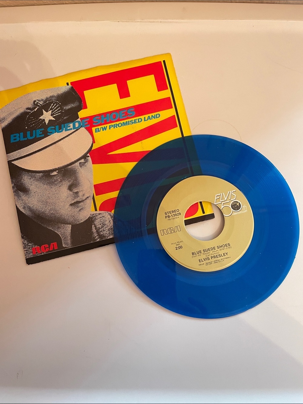 Elvis Presley Blue Transparent Vinyl 45 RPM Single - “Blue Suede Shoes"